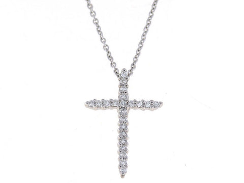 18K WHITE GOLD TINY TREASURES DIAMOND SLIVER CROSS NECKLACE