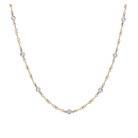 18K GOLD DIAMONDS BY THE INCH 7 STATION DOGBONE NECKLACE