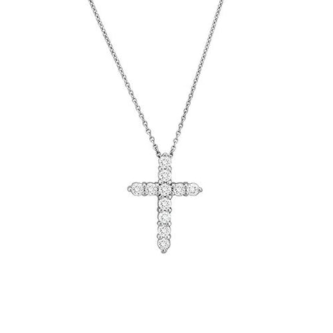 18K WHITE GOLD AND DIAMOND CROSS NECKLACE