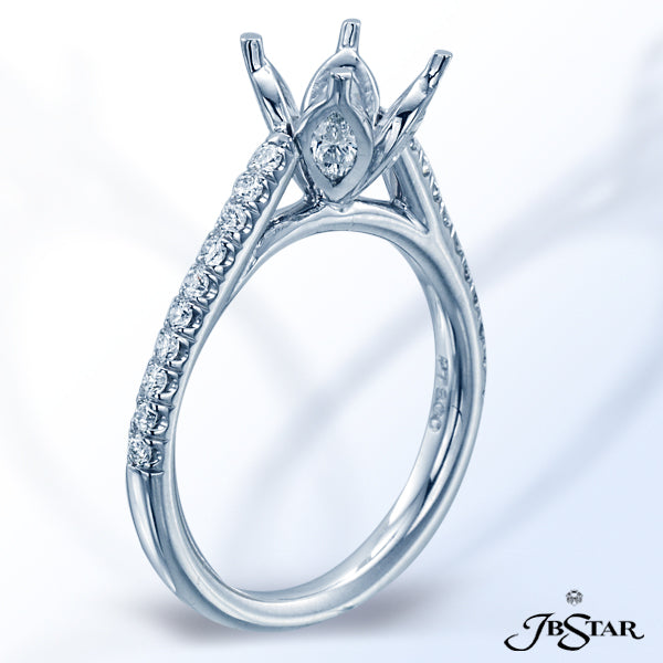 JB STAR DIAMOND AND PLATINUM SEMI-MOUNT HANDCRAFTED WITH OUR DIAMOND ROSE SETTING OF 4 MARQUISE DIAM