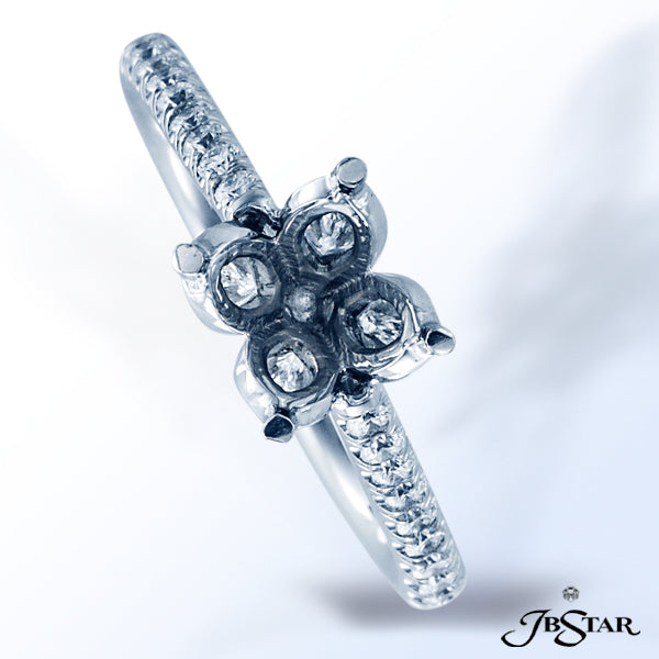 JB STAR DIAMOND AND PLATINUM SEMI-MOUNT HANDCRAFTED WITH OUR DIAMOND ROSE SETTING OF 4 MARQUISE DIAM