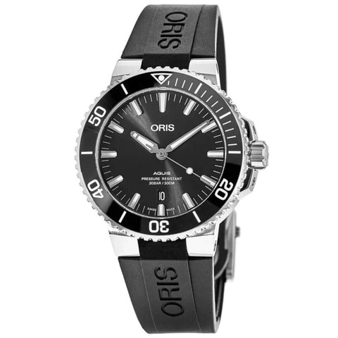 AQUIS CERAMIC BEZEL BLACK STEEL DATE WATCH 43.5MM