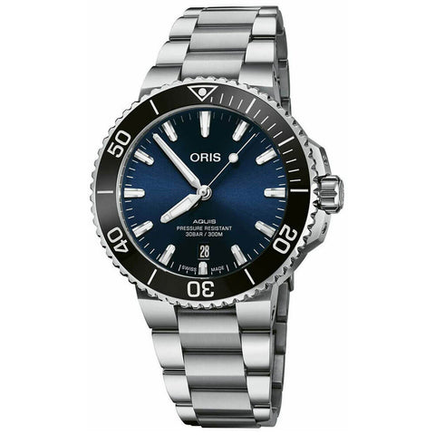 AQUIS CERAMIC BEZEL BLUE STEEL DATE WATCH 43.5MM