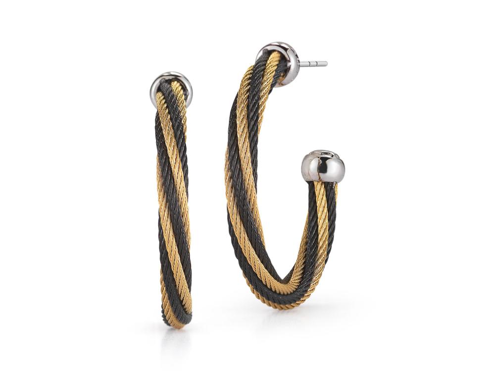 Alor Black cable and yellow cable, 18 karat White Gold with stainless steel. Imported.