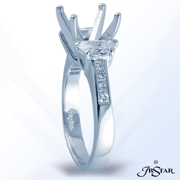 JB STAR PLATINUM SEMI-MOUNT FEATURING INDIVIDUALLY SELECTED HALF MOON AND PRINCESS-CUT DIAMONDS.DI