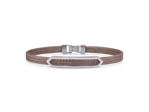 Mens Chocolate Cable Open Arrow ID Bracelet