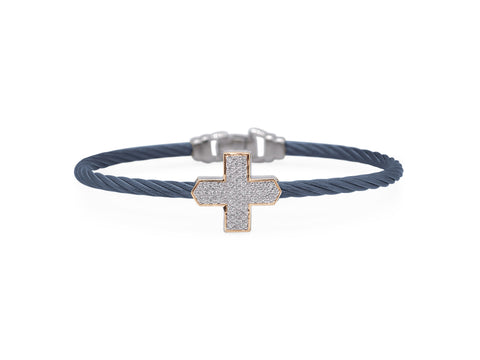 Blueberry Cable Taking Shapes Cross Bracelet with 18K Gold & Diamonds