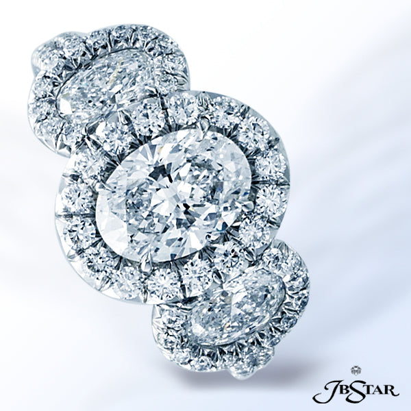 JB STAR EXQUISITE DIAMOND ENGAGEMENT RING FEATURING A STUNNING OVAL DIAMOND CENTER SET IN MICRO PAVE