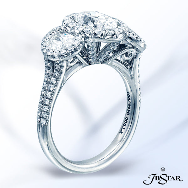 JB STAR EXQUISITE DIAMOND ENGAGEMENT RING FEATURING A STUNNING OVAL DIAMOND CENTER SET IN MICRO PAVE