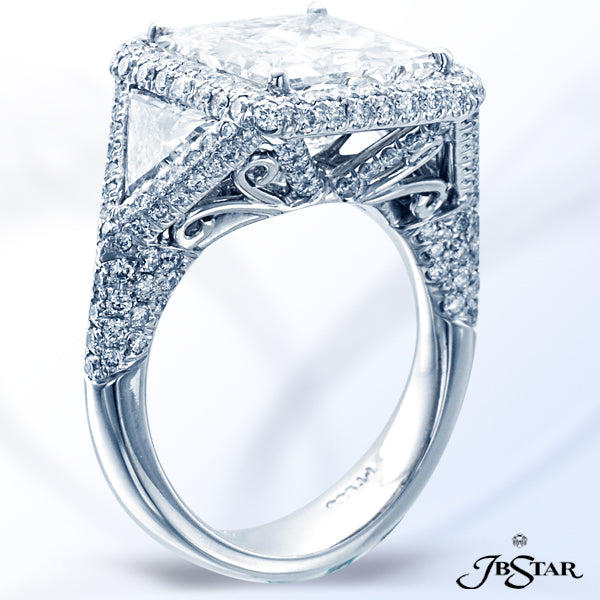 JB STAR PLATINUM DIAMOND RING FEATURING A DYNAMIC 5.07 CT PRINCESS-CUT DIAMOND, HAND-SET IN A MICRO-