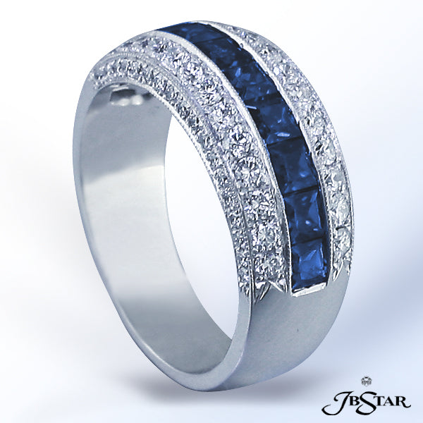 JB STAR THESE DEEP 1.31 CT. TW. PRINCESS CUT SAPPHIRES ARE BEAUTIFULLY ACCOMPANIED BY .70 CT. TW. RO