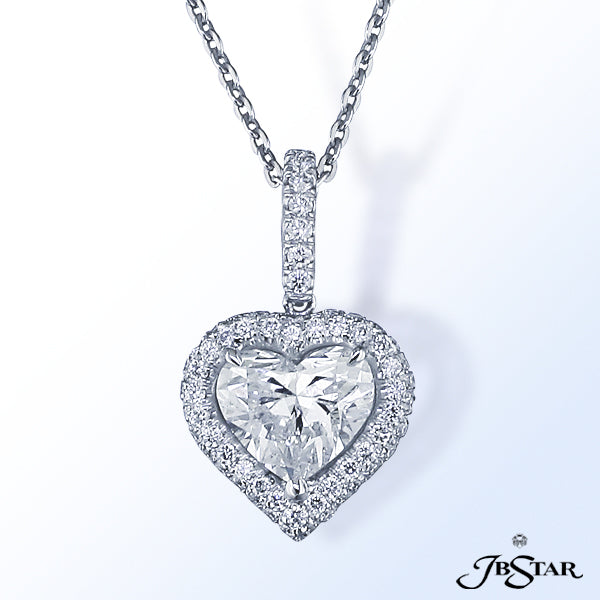 JB STAR PLATINUM DIAMOND PENDANTCENTER: HEART SHAPE DIAMOND 2.01 CT. E SI2 GIADIAMONDS: 0.43 CT.