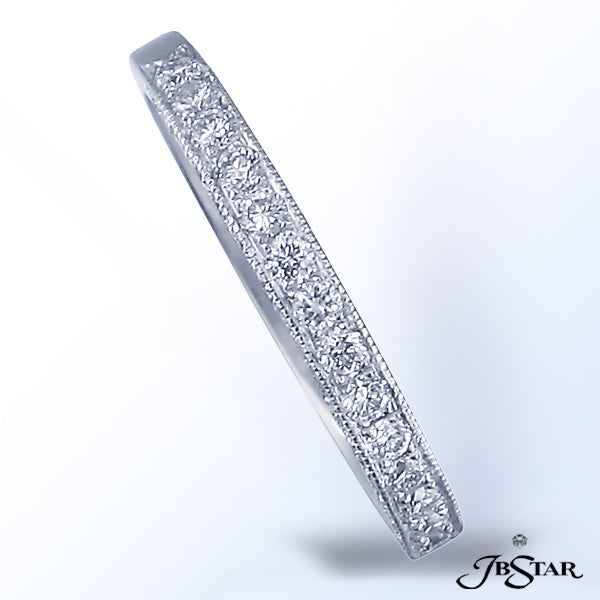 JB STAR HANDCRAFTED WEDDING BAND FEATURING MULTI-ROWS OF INDIVIDUALLY SELECTED ROUND DIAMONDS. PLATI