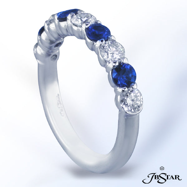 JB STAR PLATINUM SAPPHIRE, & DIAMOND BANDDIAMONDS: 0.67 CT. TW. (ROUND)SAPPHIRES: 0.71 CT. TW. (