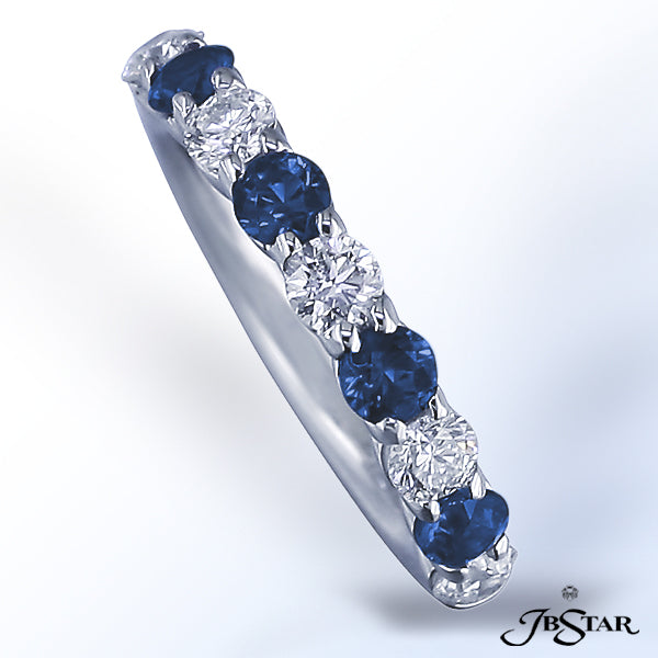 JB STAR PLATINUM SAPPHIRE, & DIAMOND BANDDIAMONDS: 0.67 CT. TW. (ROUND)SAPPHIRES: 0.71 CT. TW. (