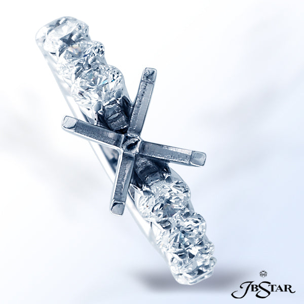 JB STAR PLATINUM DIAMOND SEMI-MOUNT HANDCRAFTED WITH 14 PERFECTLY MATCHED BRILLIANT ROUND DIAMONDS I