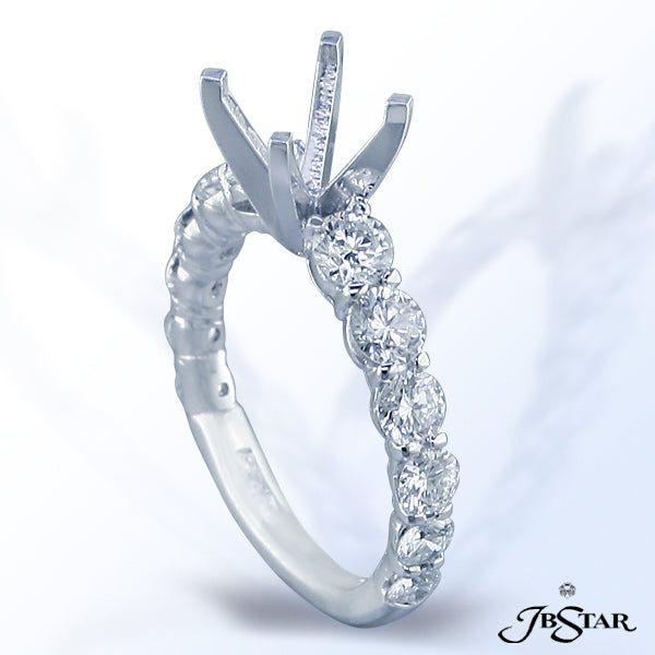 JB STAR PLATINUM DIAMOND SEMI-MOUNT HANDCRAFTED WITH 12 PERFECTLY MATCHED BRILLIANT ROUND DIAMONDS I