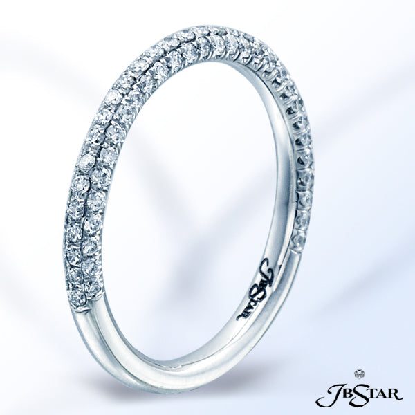 JB STAR PLATINUM 3 ROW PAVE DIAMOND BANDDIAMONDS: ROUND 0.48CTW