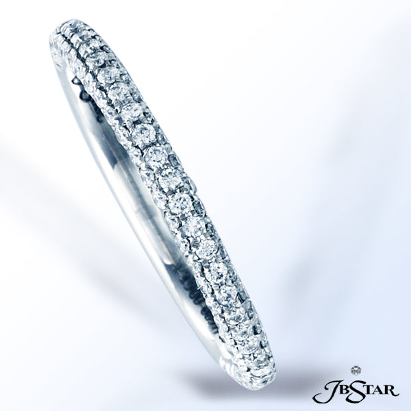 JB STAR PLATINUM 3 ROW PAVE DIAMOND BANDDIAMONDS: ROUND 0.48CTW