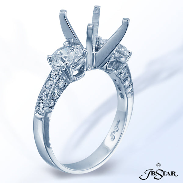 JB STAR HANDCRAFTED BEAUTIFUL SEMI-MOUNT FEATURING 22 ROUND DIAMONDS. PLATINUM.DIAMONDS: ROUND 1.6