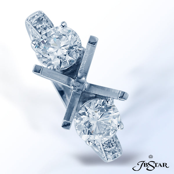 JB STAR HANDCRAFTED BEAUTIFUL SEMI-MOUNT FEATURING 22 ROUND DIAMONDS. PLATINUM.DIAMONDS: ROUND 1.6