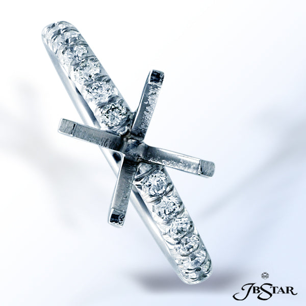 JB STAR PLATINUM DIAMOND SEMI-MOUNT HANDCRAFTED IN A SIMPLY ELEGANT DESIGN OF ROUND DIAMONDS IN A SH