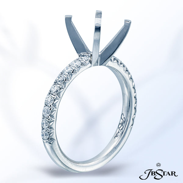 JB STAR PLATINUM DIAMOND SEMI-MOUNT RING HANDCRAFTED IN A SIMPLY ELEGANT DESIGN OF ROUND DIAMONDS IN