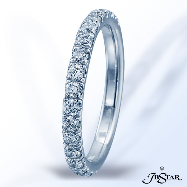 JB STAR THIS BEAUTIFUL WEDDING ETERNITY BAND FEATURES 28 ROUND DIAMONDS SET IN A SHARED PRONG SETTIN