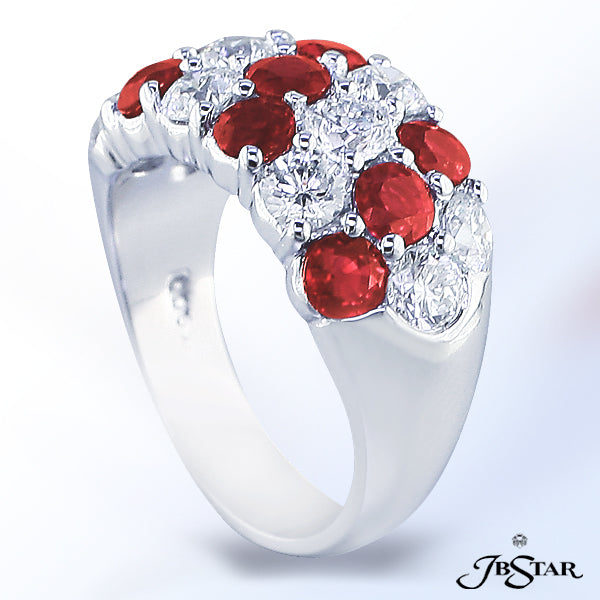 JB STAR PLATINUM RUBY, & DIAMOND BANDDIAMONDS: 1.76 CT. TW. (ROUND)RUBY: 2.30 CT. TW. (ROUND)