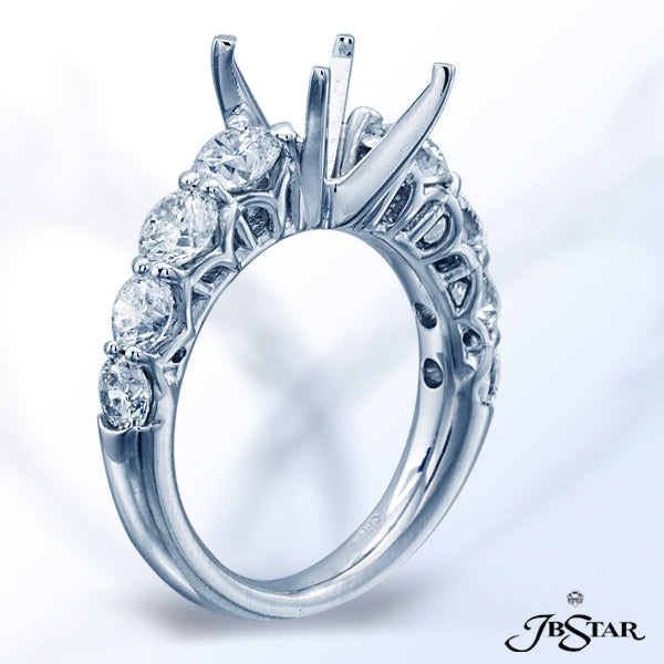 JB STAR GORGEOUS DIAMOND SEMI-MOUNT IN AN 8 STONE SHARED PRONG SETTING. HANDCRAFTED IN PLATINUM.DI