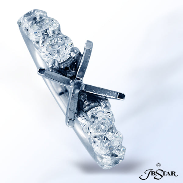 JB STAR GORGEOUS DIAMOND SEMI-MOUNT IN AN 8 STONE SHARED PRONG SETTING. HANDCRAFTED IN PLATINUM.DI