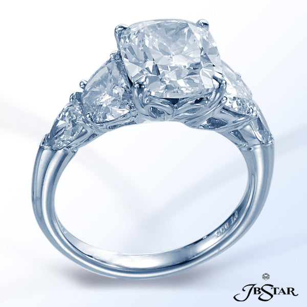 JB STAR DIAMOND RING HANDCRAFTED WITH A 2.53 CT RADIANT DIAMOND EMBRACED BY HALF MOON AND SHIELD DIA