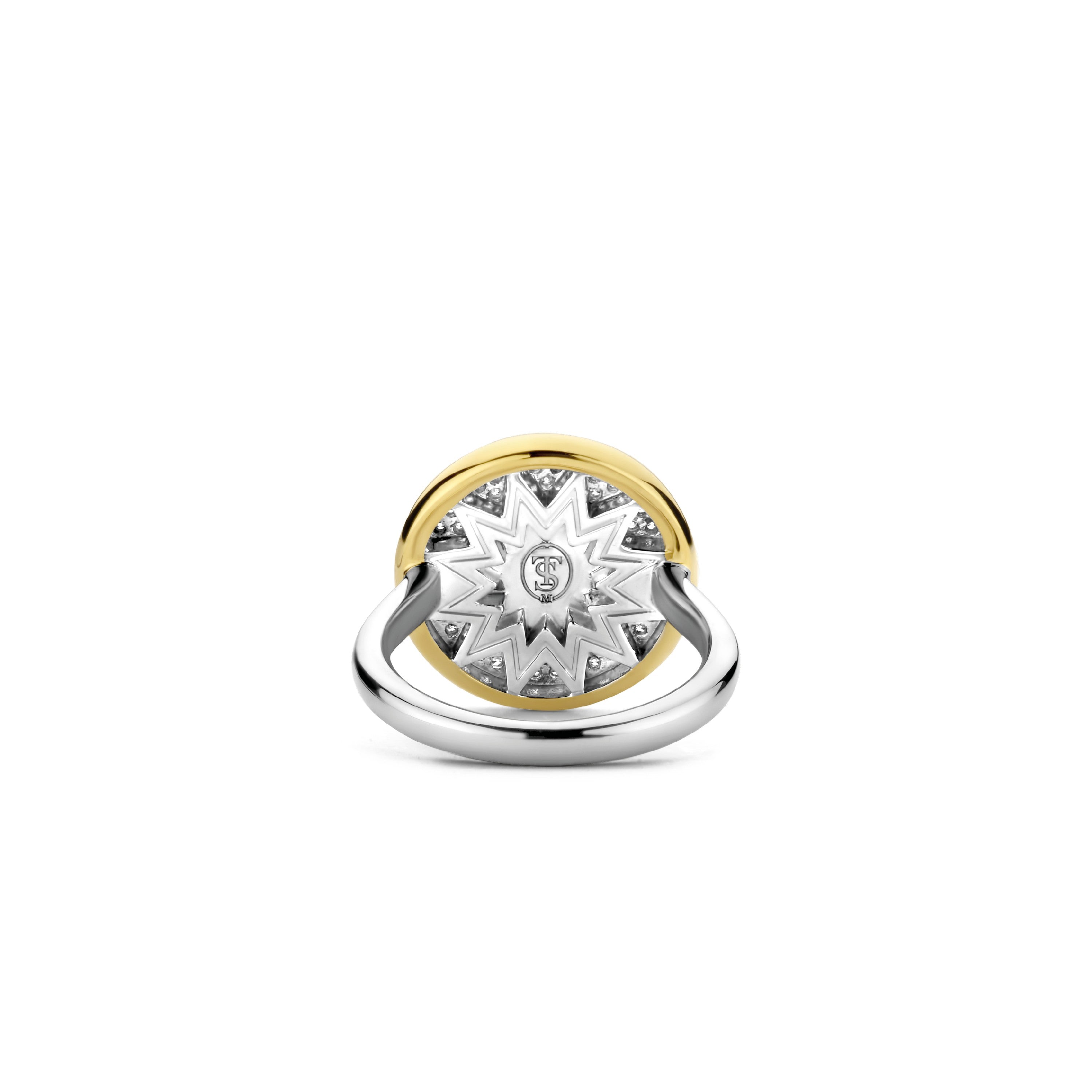 Tisento Milano Sterling Silver gold plated Zirconia white yellow gold platedRing Finger Size 7