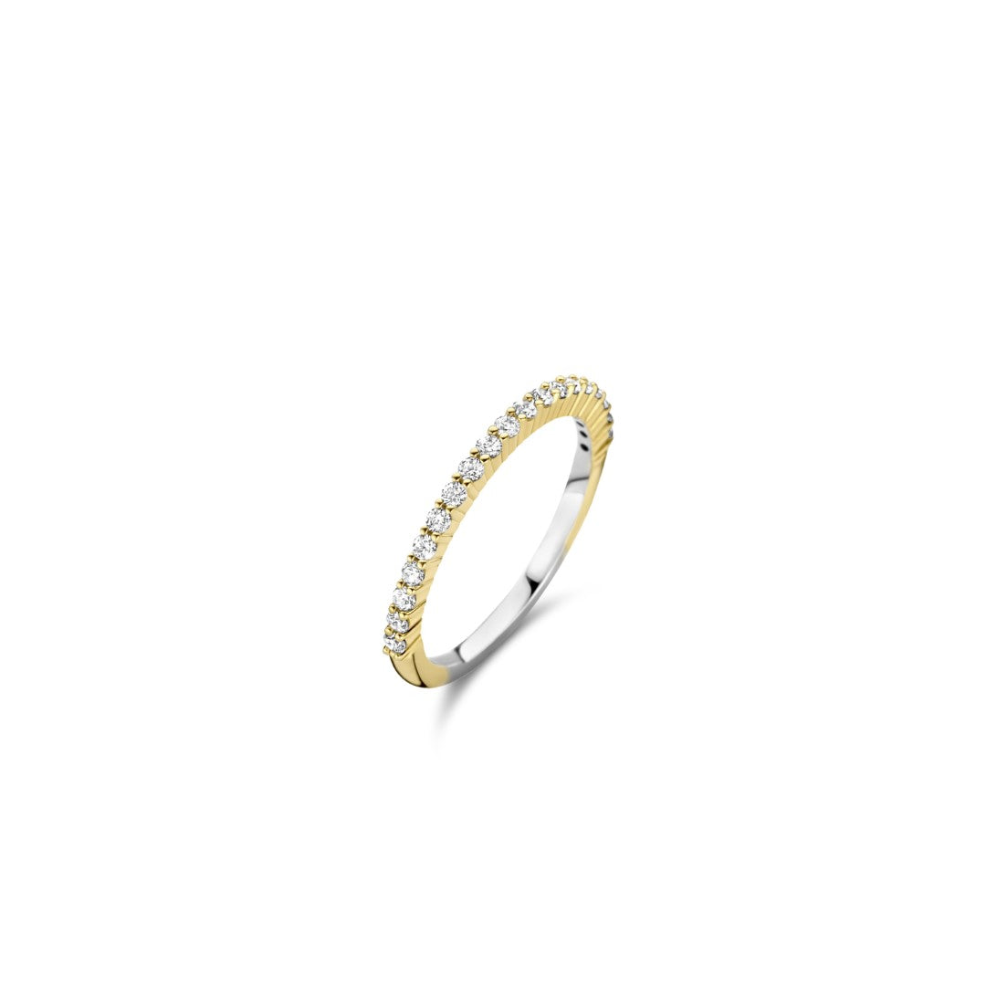 Tisento Milano Sterling Silver gold plated Zirconia white yellow gold platedRing Finger Size 7