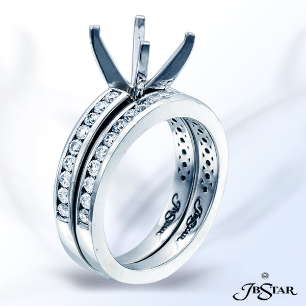 JB STAR PLATINUM DIAMOND BAND HANDCRAFTED WITH 21 BRILLIANT ROUND DIAMONDS IN CHANNEL SETTING. FEATU