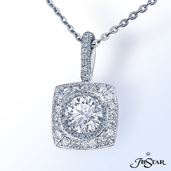 JB STAR PLATINUM DIAMOND PENDANTCENTER: ROUND DIAMOND 1.16 CT. G SI1 GIADIAMONDS: 0.83 CT. TW. (