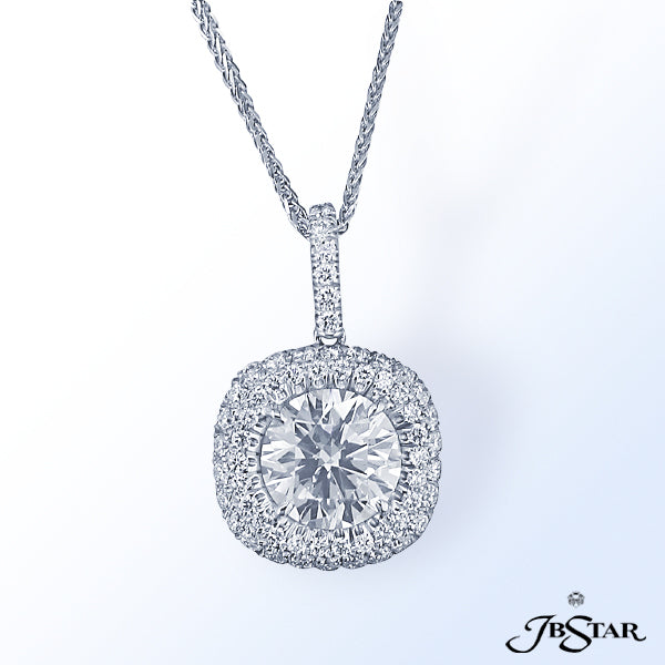 JB STAR PLATINUM DIAMOND PENDANTCENTER: ROUND DIAMOND 2.77 CT. I SI2 GIADIAMONDS: 0.74 CT. TW. (