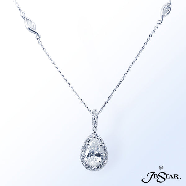 JB STAR PLATINUM DIAMOND PENDANTCENTER: PEAR SHAPE DIAMOND 2.29 CT. D SI1 GIADIAMONDS: 0.50 CT.