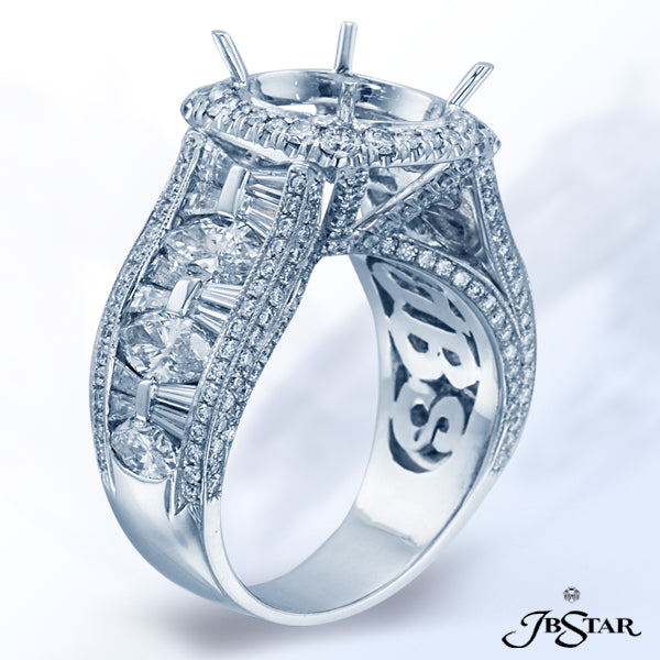 JB STAR THIS DAZZLING DIAMOND SEMI-MOUNT ENGAGEMENT RING AWAITS YOUR CENTER STONE WITH A STUNNING BL