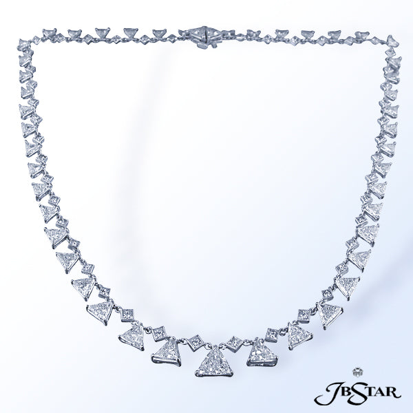 JB STAR THIS EXQUISITE PLATINUM DIAMOND NECKLACE FEATURES STUNNING 14.11 CT. TW. TRILLION DIAMONDS S