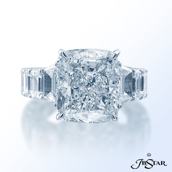 JB STAR DIAMOND ENGAGEMENT RING FEATURING A STUNNING 8.15 CT CUSHION-CUT DIAMOND IN A DAZZLING ETERN