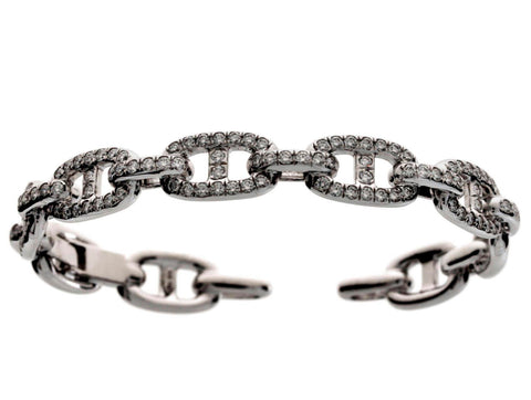 DAMASO 18K WHITE GOLD & 2.36CT DIAMOND LINK STYLE BRACELET