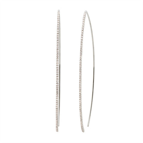 Meira T 14k White Gold Diamond Bar Earrings