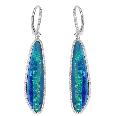 Meira T 14k White Gold and Diamond Opal Earring