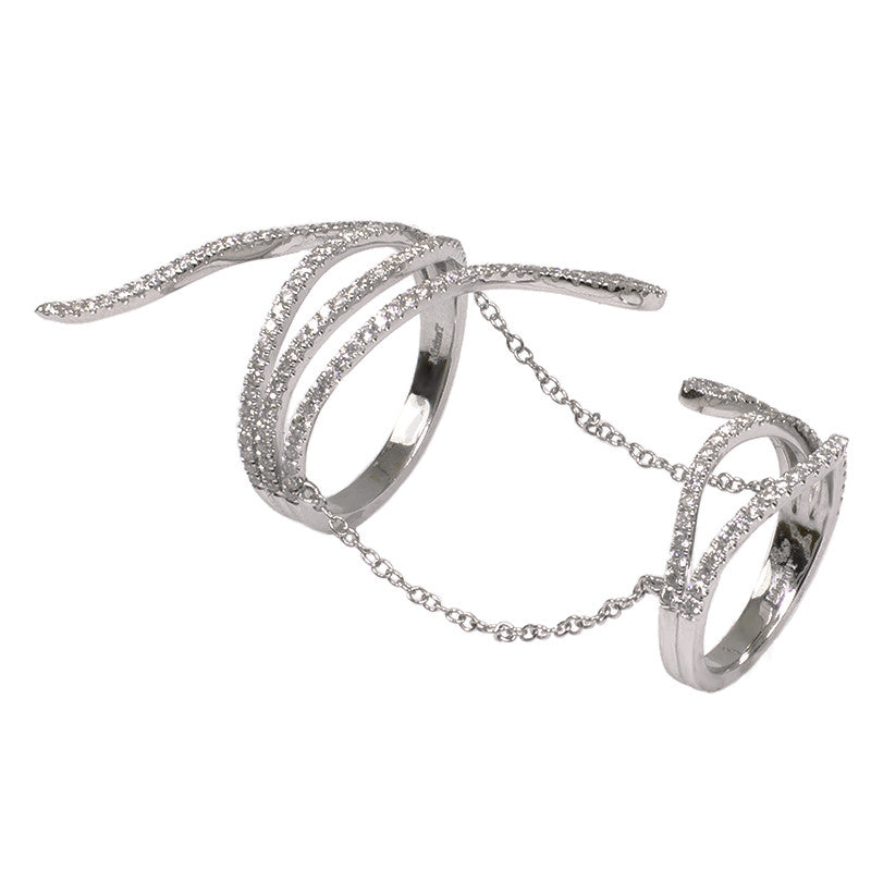 Meira T 14k White Gold and Diamond Double Serpent Ring