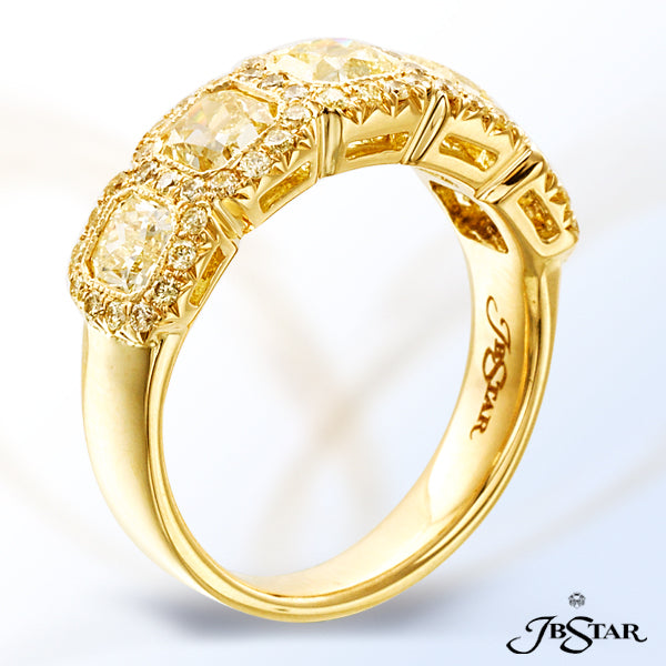 JB STAR FANCY YELLOW DIAMOND BAND HANDCRAFTED IN OUR SIGNATURE STYLE WITH 5 RADIANT-CUT FANCY YELLOW