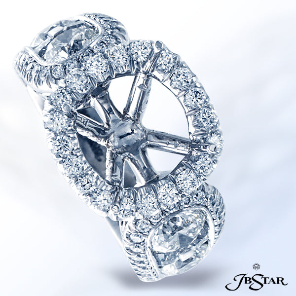 JB STAR PLATINUM DIAMOND SEMI-MOUNT HANDCRAFTED OF 6 ROUND AND 8 TRAPEZOID DIAMONDS CHANNEL SET AND