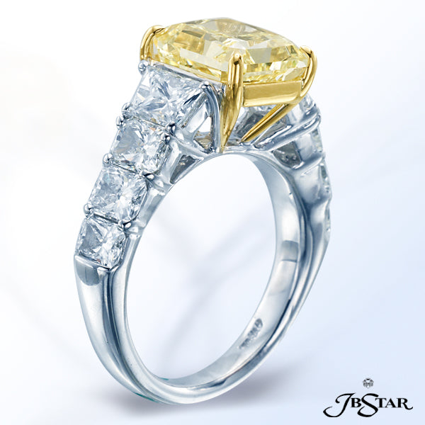 JB STAR NATURAL FANCY YELLOW DIAMOND RING FEATURING A STUNNING 3.38 CT FANCY YELLOW RADIANT DIAMOND