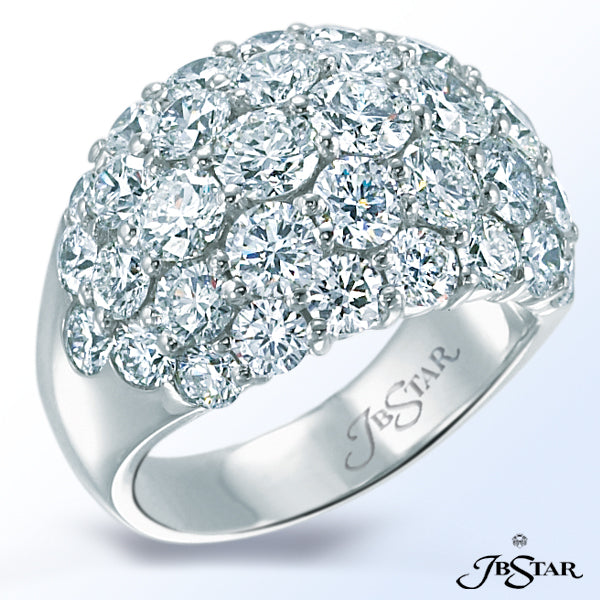 JB STAR THIS STUNNING PLATINUM BAND FEATURES 5 ROWS OF INDIVIDUALLY SELECTED ROUND DIAMONDS.DIAMON