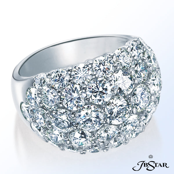 JB STAR THIS STUNNING PLATINUM BAND FEATURES 5 ROWS OF INDIVIDUALLY SELECTED ROUND DIAMONDS.DIAMON